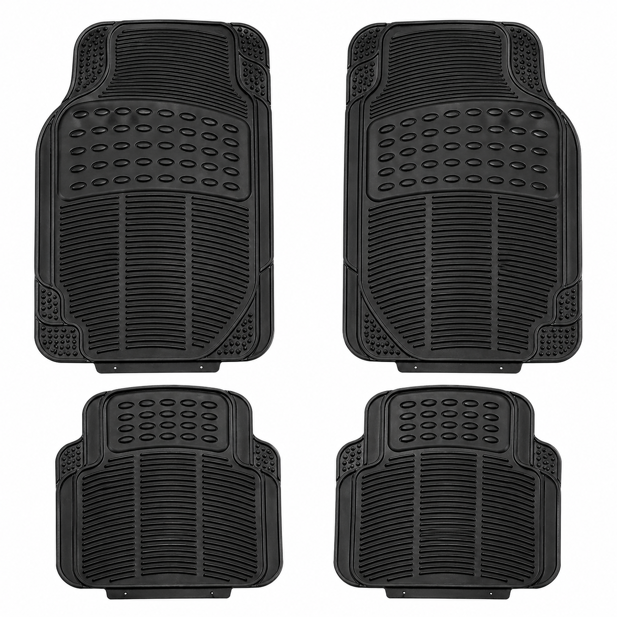 Heavy Duty All-Weather Rubber Floor Mats (Black)