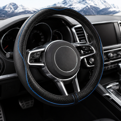 Universal Leather Steering Wheel Cover (14.5–15”) – NEW